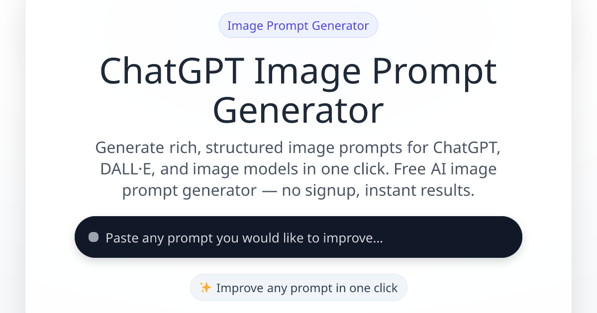 Free AI Image Prompt Generator for ChatGPT & DALL·E | Prompt Sloth
