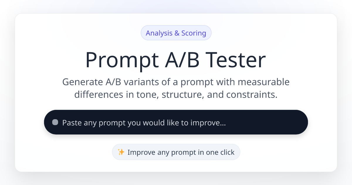 Free Prompt A/B Tester | Prompt Sloth